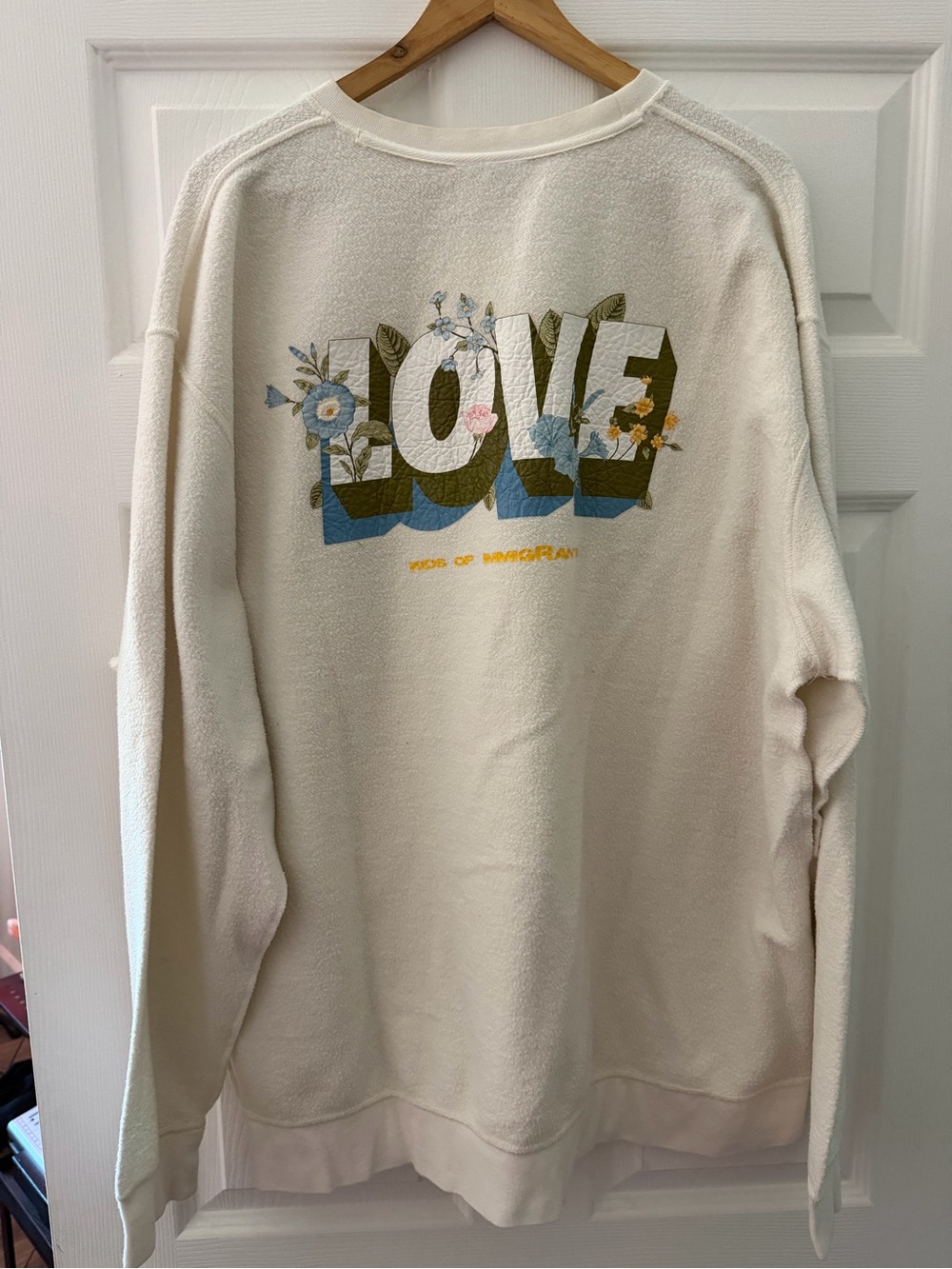 Kids of Immigrants White 'LOVE' Graphic Pullover Sweatshirt